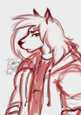 a small concept doodle of my old fursona. this is no longer in use.